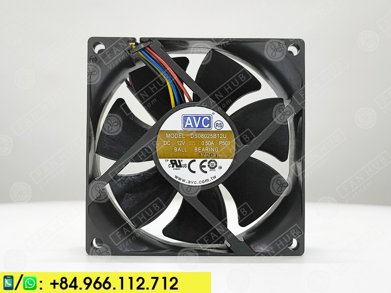 AVC DS08025B12U - Inverter Fan, 12VDC, 80x80x25mm