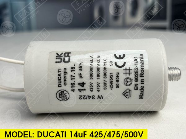 DUCATI CBB60 14uF, 425/475/500VAC - Motor Capacitor