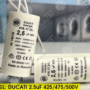 DUCATI CBB60 2.5uF, 425/475/500VAC - Motor Capacitor