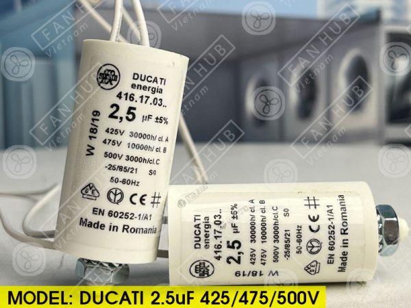 DUCATI CBB60 2.5uF, 425/475/500VAC - Motor Capacitor