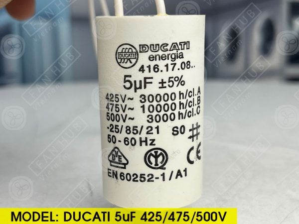 DUCATI CBB60 5uF, 425/475/500VAC - Motor Capacitor