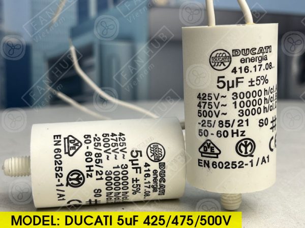 DUCATI CBB60 5uF, 425/475/500VAC - Motor Capacitor