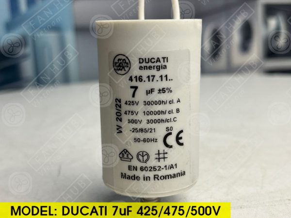 DUCATI CBB60 7uF, 425/475/500VAC - Motor Capacitor