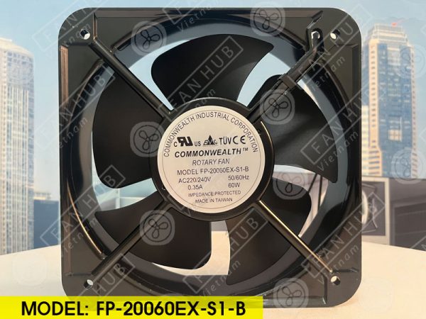 COMMONWEALTH FP-20060EX-S1-B - AC Axial Fan, 220-240VAC, 200x200x60mm