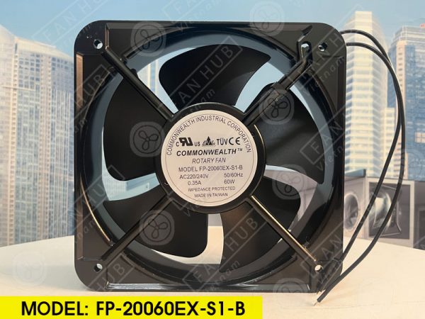 COMMONWEALTH FP-20060EX-S1-B - AC Axial Fan, 220-240VAC, 200x200x60mm