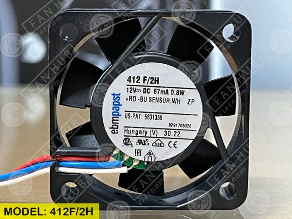 COOLING FAN EBMPAPST 412F/2H, 12VDC, 40x40x10mm