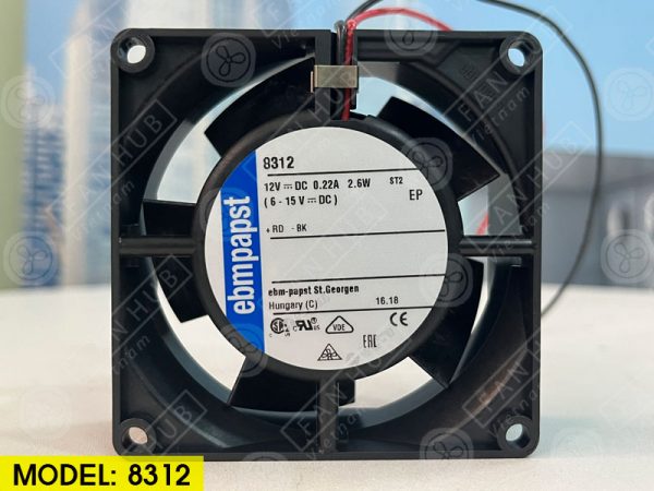 EBMPAPST 8312 - Inverter Fan, 12VDC, 80x80x32mm