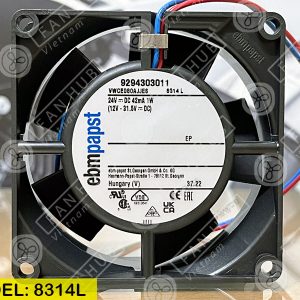 EBMPAPST 8314L - Inverter Fan, 24VDC, 80x80x32mm