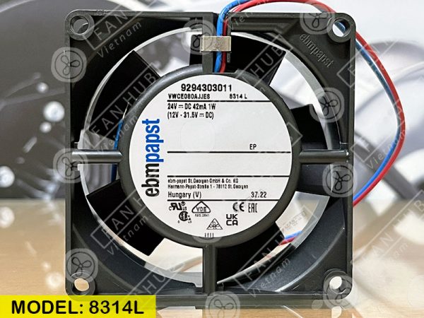 EBMPAPST 8314L - Inverter Fan, 24VDC, 80x80x32mm