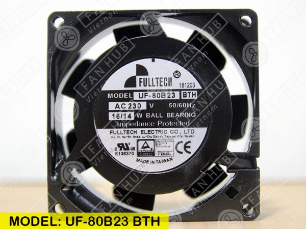 FULLTECH UF-80B23 BTH - AC AXIAL FAN, 230VAC, 80x80x25mm