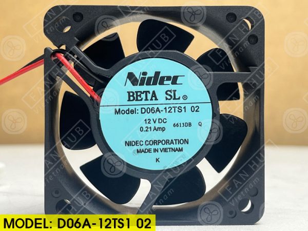 NIDEC D06A-12TS1 02 - Inverter Fan, 12VDC, 60x60x25mm