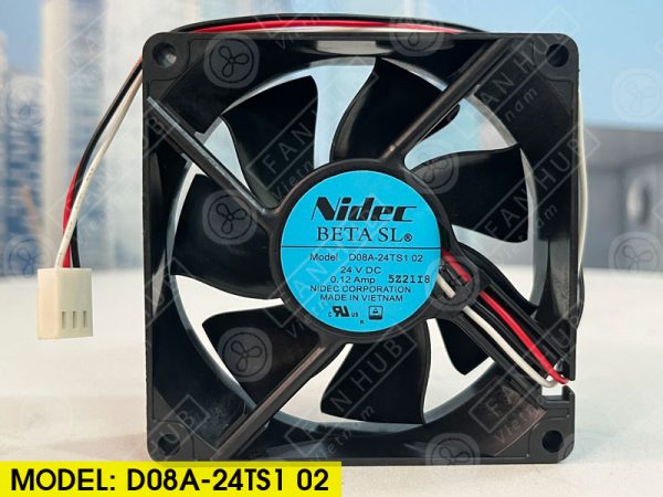 NIDEC D08A-24TS1 02 - Inverter Fan, 24VDC, 80x80x25mm