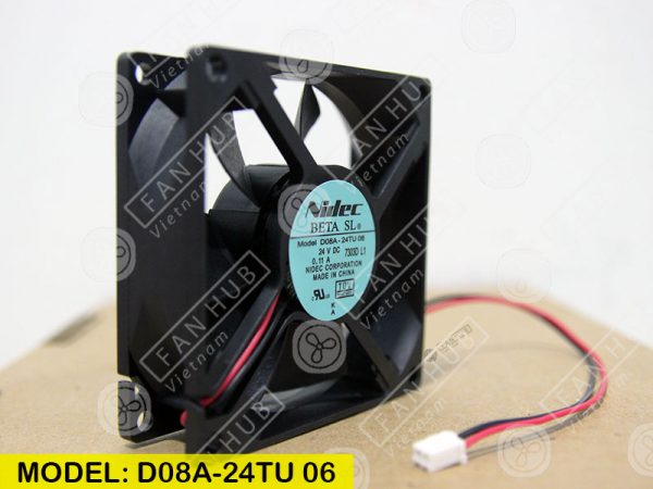 NIDEC D08A-24TU 06 - Inverter Fan, 24VDC, 80x80x25mm