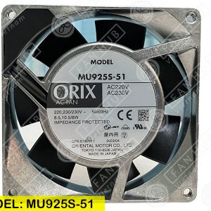 ORIX MU925S-51 - AC AXIAL FAN, 220/230VAC, 92x92x25mm