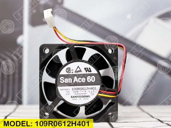 SANYO DENKI 109R0612H401 - Inverter Fan, 12VDC, 60x60x25mm