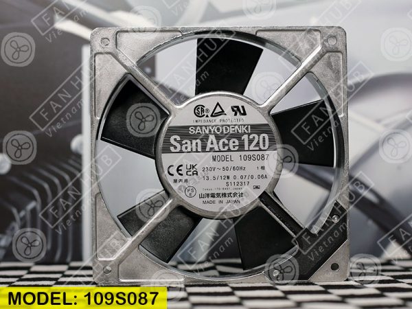 Sanyo Denki 109S087 - AC AXIAL FAN, 230VAC, 120x120x25mm