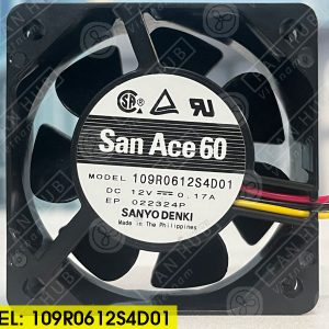 SANYO DENKI 109R0612S4D01 - Inverter Fan, 12VDC, 60x60x25mm