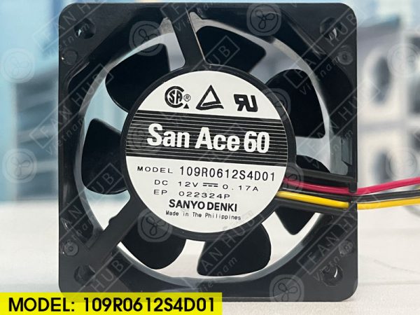 SANYO DENKI 109R0612S4D01 - Inverter Fan, 12VDC, 60x60x25mm