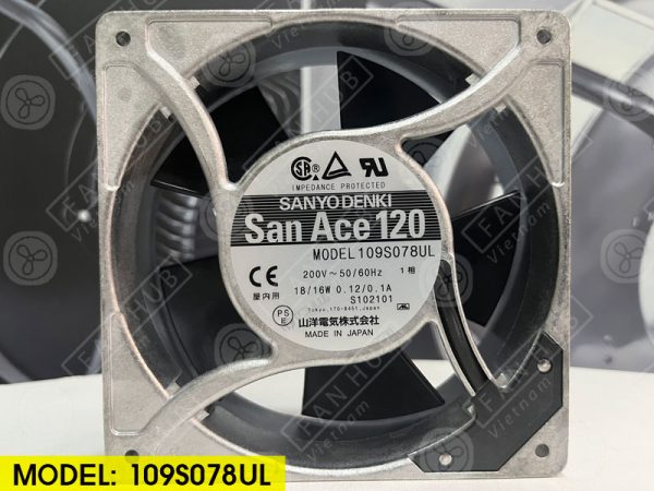 Sanyo Denki 109S078UL - AC AXIAL FAN, 200VAC, 120x120x38mm