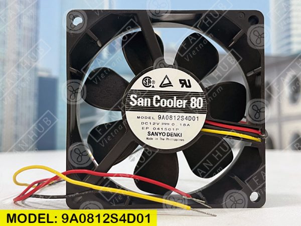 SANYO DENKI 9A0812S4D01 - Inverter Fan, 12VDC, 80x80x25mm