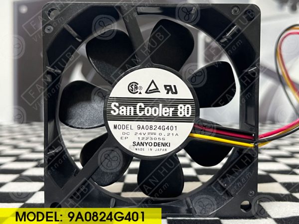 Sanyo Denki 9A0824G401 - Inverter Fan, 24VDC, 80x80x25mm