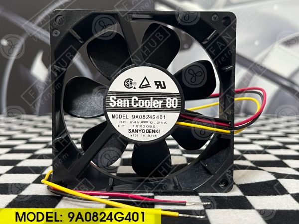 Sanyo Denki 9A0824G401 - Inverter Fan, 24VDC, 80x80x25mm