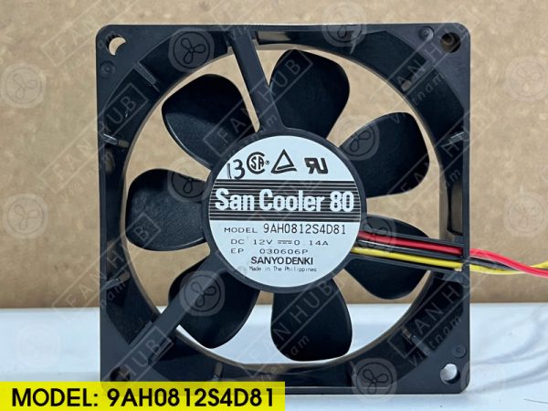 SANYO DENKI 9AH0812S4D81 - Inverter Fan, 12VDC, 80x80x25mm