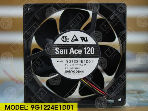 Sanyo Denki 9G1224E1D01 - Inverter Fan, 24VDC, 120x120x38mm