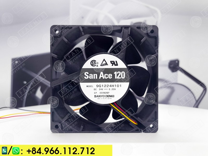 Sanyo Denki 9G1224H101 - Inverter Fan, 24VDC, 120x120x38mm