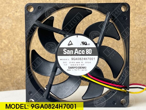 Sanyo Denki 9GA0824H7001 - Inverter Fan, 24VDC, 80x80x15mm