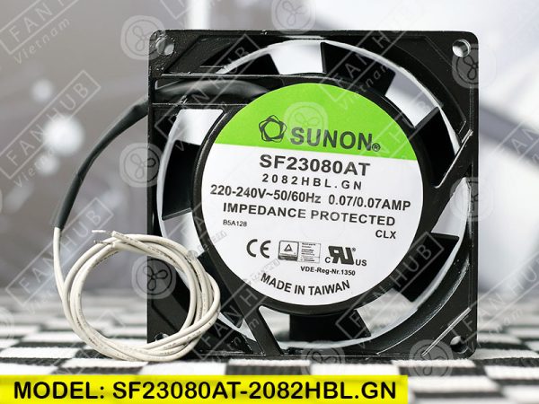 SUNON SF23080AT 2082HBL.GN - AC Axial Fan, 220-240VAC, 80x80x25mm