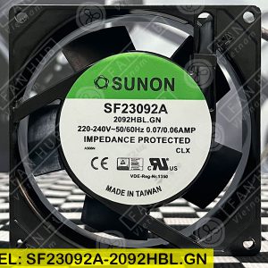 SUNON SF23092A 2092HBL.GN - Cabinet Fan, 220VAC, 92x92x25mm