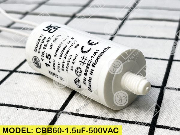 DUCATI CBB60 1.5uF, 425/475/500VAC - Motor Capacitor