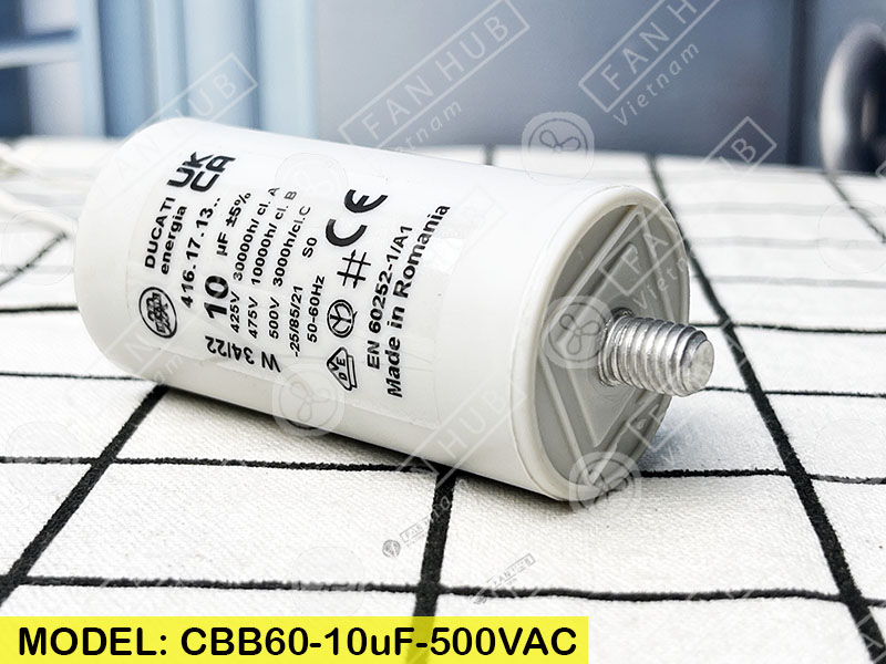 DUCATI CBB60 10uF, 425/475/500VAC - Motor Capacitor