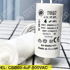 DUCATI CBB60 4uF, 425/475/500VAC - Motor Capacitor