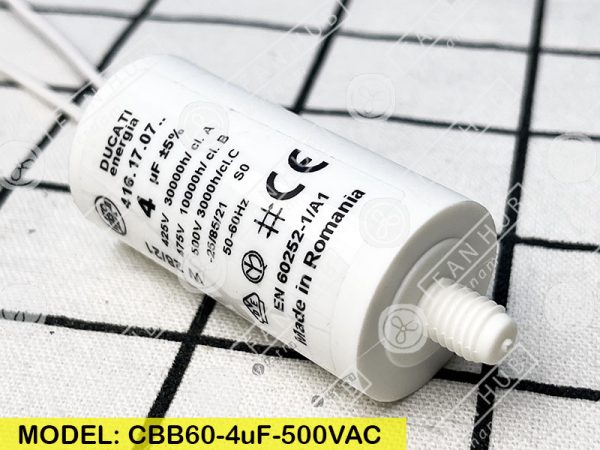 DUCATI CBB60 4uF, 425/475/500VAC - Motor Capacitor