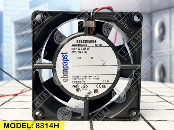 EBMPAPST 8314H - Inverter Fan, 24VDC, 80x80x32mm