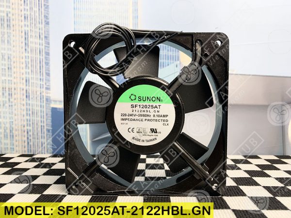 SUNON SF12025AT 2122HBL.GN - AC Axial Fan, 220-240VAC, 120x120x25mm