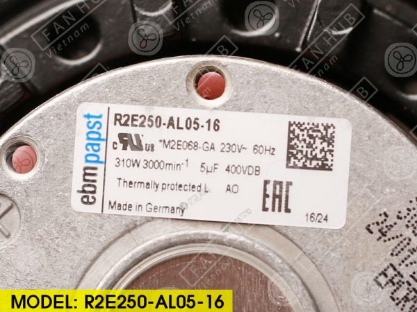 EBMPAPST R2E250-AL05-16 - AC Centrifugal Fan, 230VAC, 250mm