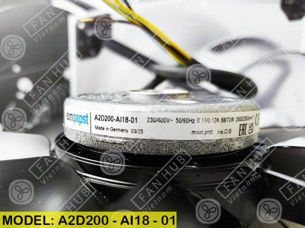 EBMPAPST A2D200-AI18-01 - Cabinet Fan, 24VDC, 230-400VAC, 200mm