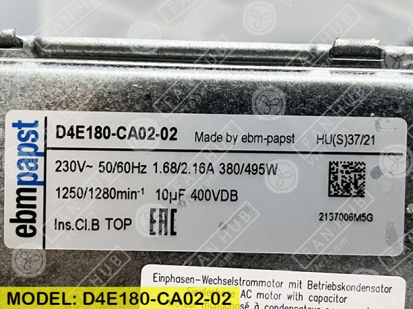 EBMPAPST D4E180-CA02-02 - AC Centrifugal Fan, 230VAC, 180mm