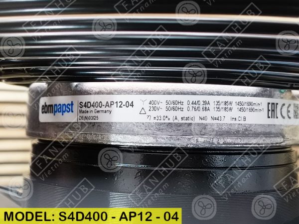 EBMPAPST S4D400-AP12-04 - AC Axial Fan, 230-400VAC, 400mm