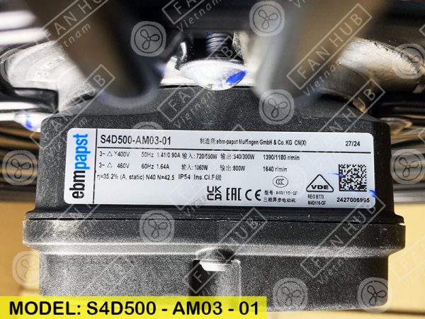 EBMPAPST S4D500-AM03-01 - AC Axial Fan, 400VAC, 500mm