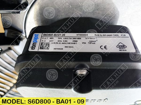 EBMPAPST S6D800-BA01-09 - AC Axial Fan, 400VAC, 800mm