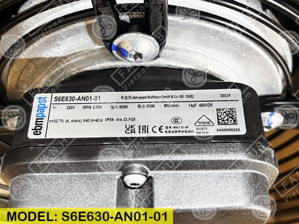 EBMPAPST S6E630-AN01-01 - AC Axial Fan, 230VAC, 630mm