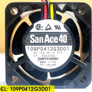 SANYO DENKI 109P0412G3D01 - Inverter Fan, 12VDC, 40x40x28mm