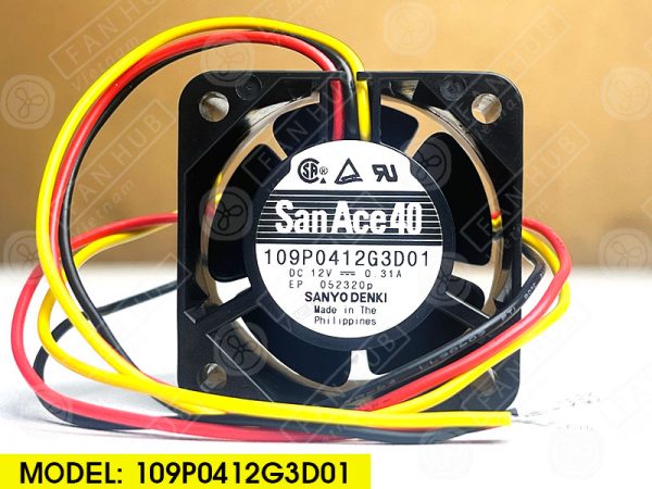 SANYO DENKI 109P0412G3D01 - Inverter Fan, 12VDC, 40x40x28mm