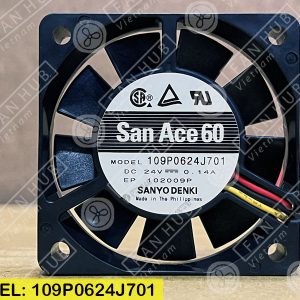 Sanyo Denki 109P0624J701 - Inverter Fan, 24VDC, 60x60x15mm