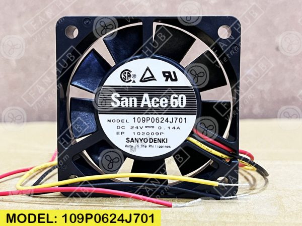 Sanyo Denki 109P0624J701 - Inverter Fan, 24VDC, 60x60x15mm