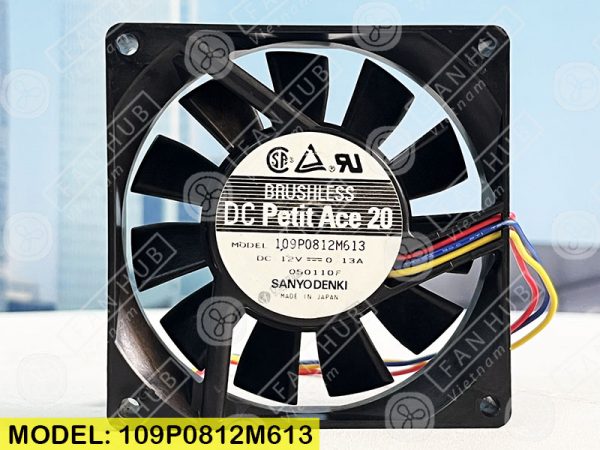 SANYO DENKI 109P0812M613 - Inverter Fan, 12VDC, 80x80x20mm